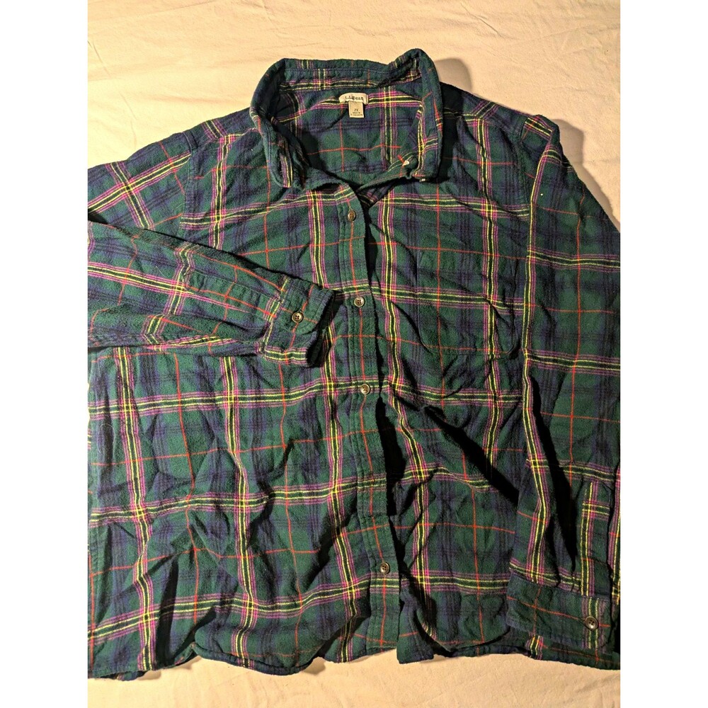 L.L.Bean Men's 2XL Plaid Flannel Cotton Long Sleeve Button-Front Shirt